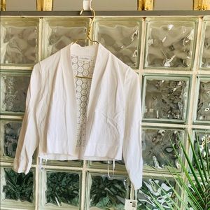 Calvin Klein Cropped Open-Front Eyelet Cardigan